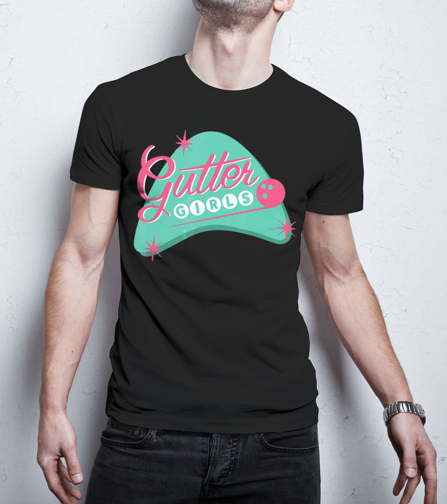 Gutter Girls Bowling Team Retro Logo Pastel T-Shirt