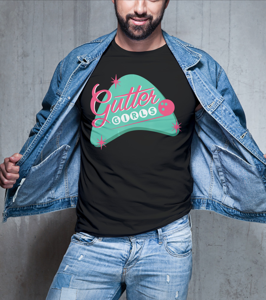 Gutter Girls Bowling Team Retro Logo Pastel T-Shirt