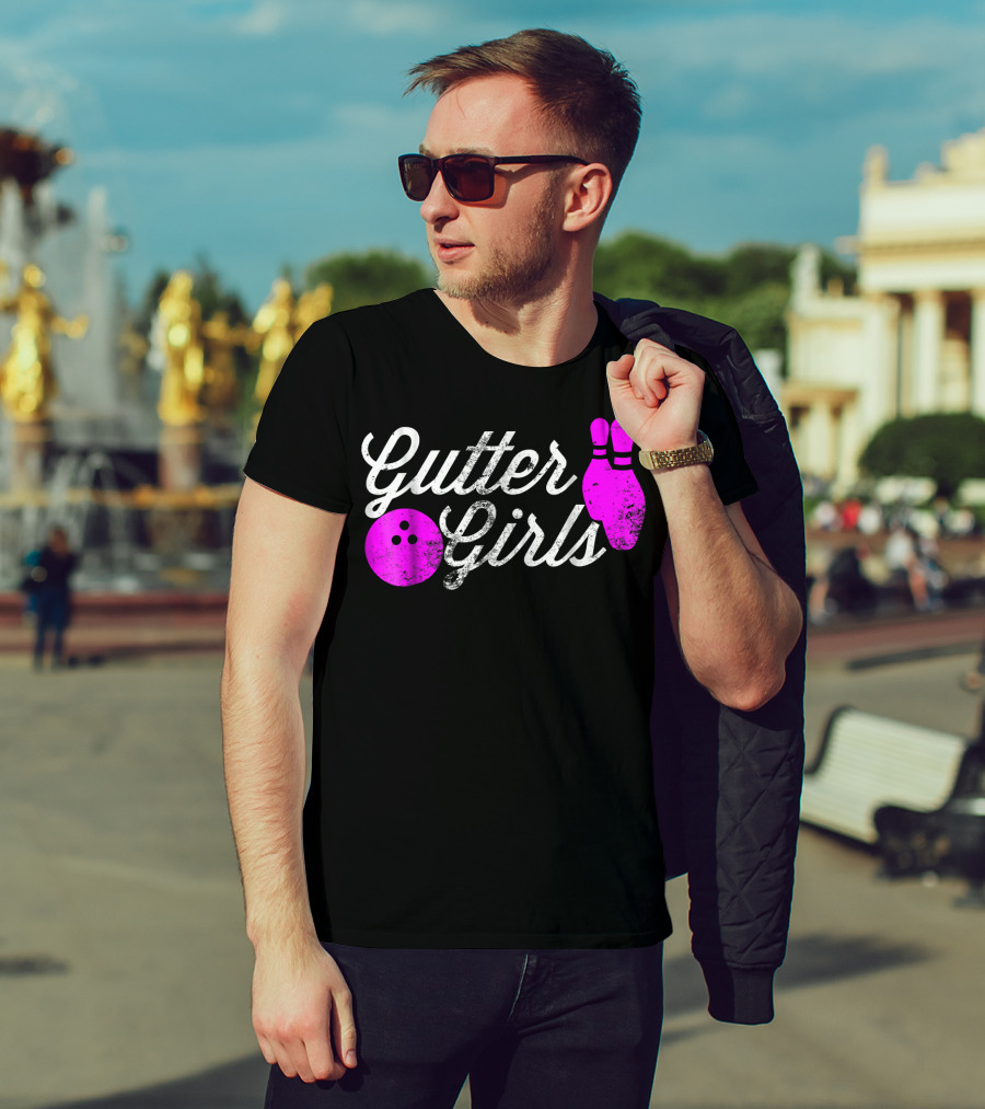 Gutter Girls Funny Bowling Pink Pins And Ball T-Shirt