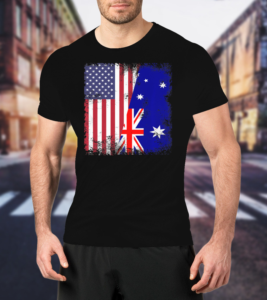Vintage Half American Australian Flag Iconic T-Shirt