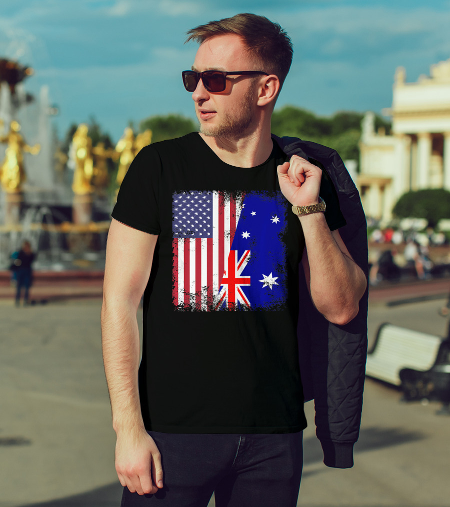Vintage Half American Australian Flag Iconic T-Shirt