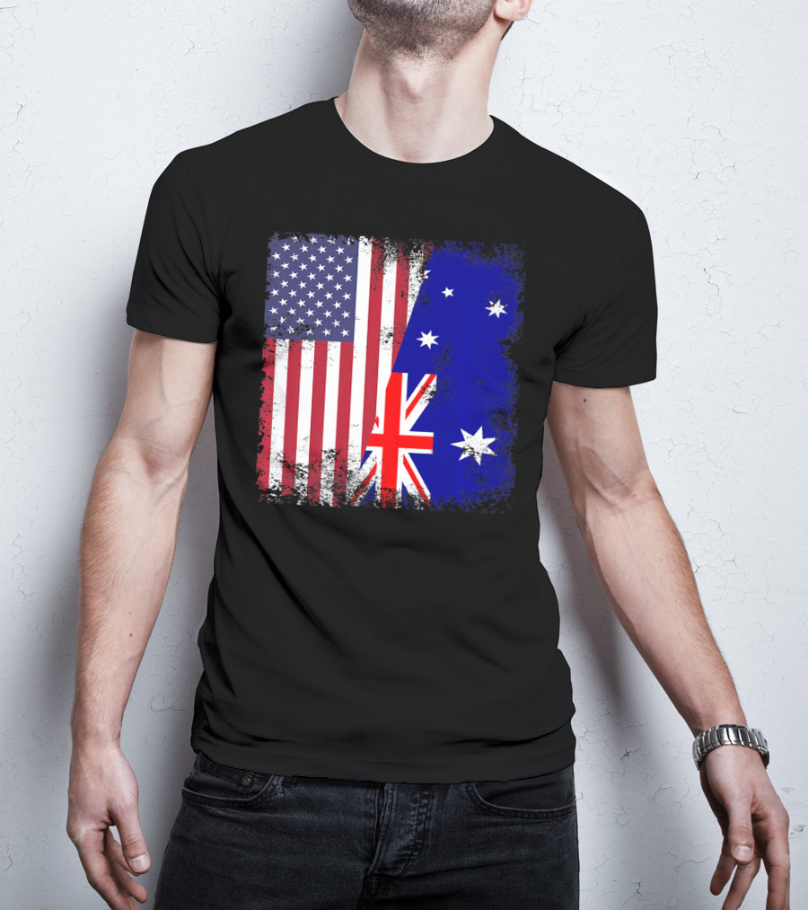 Vintage Half American Australian Flag Iconic T-Shirt