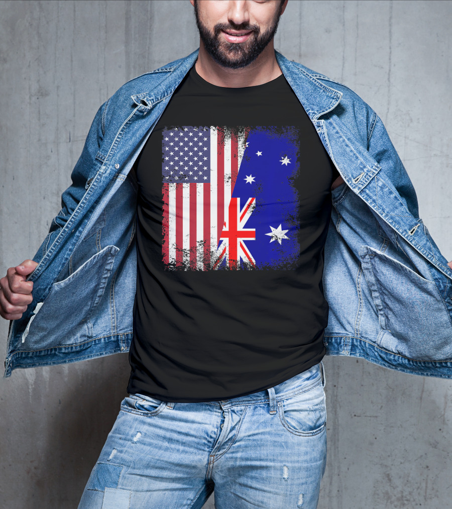 Vintage Half American Australian Flag Iconic T-Shirt
