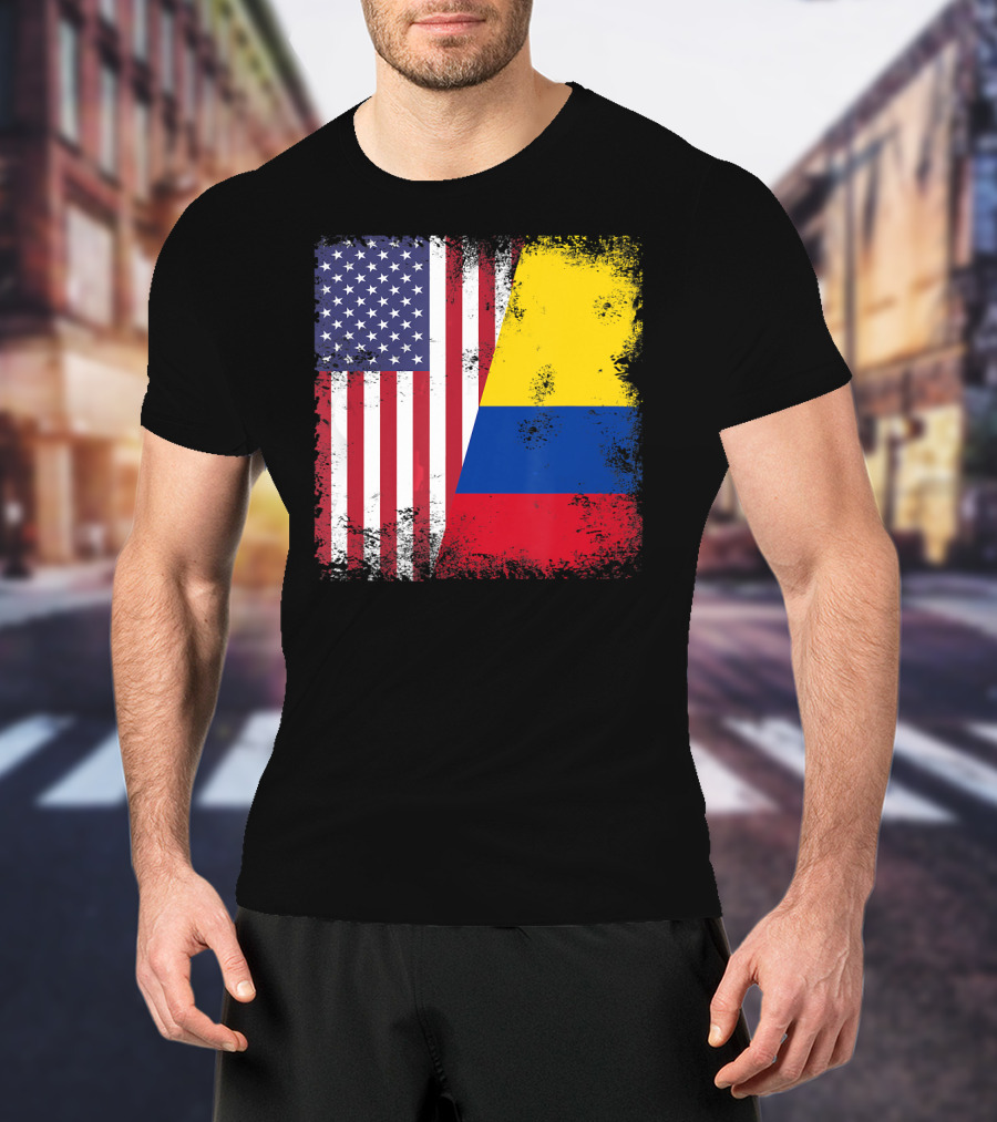 Half Colombian Half American Flag T-Shirt