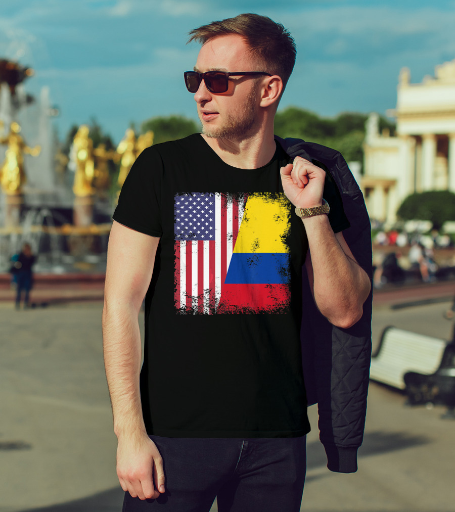 Half Colombian Half American Flag T-Shirt