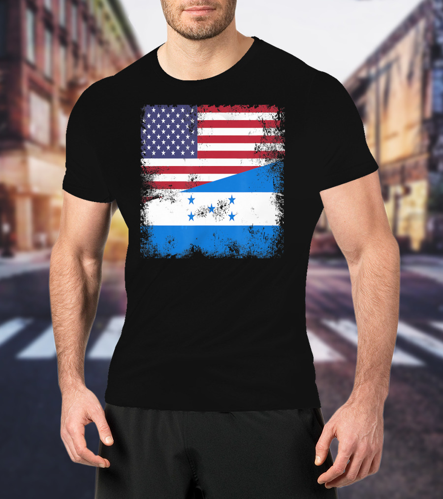 Half Honduran Half American Flag Vintage Hon T-Shirt