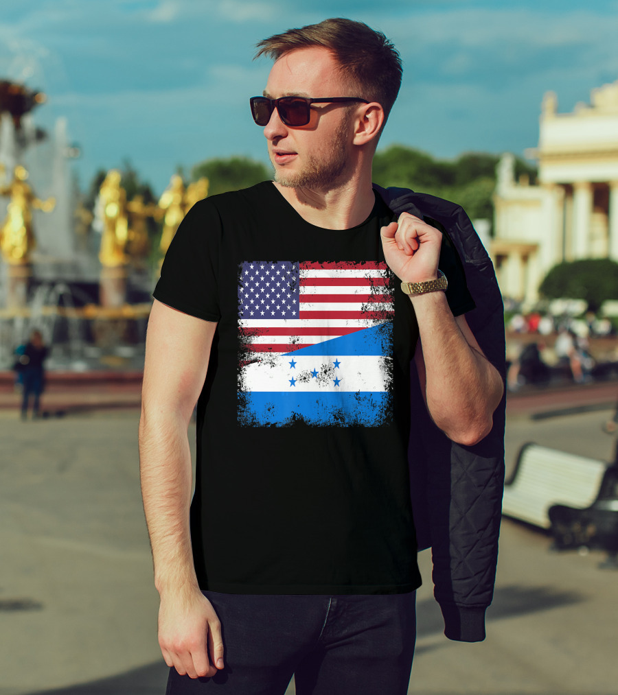 Half Honduran Half American Flag Vintage Hon T-Shirt