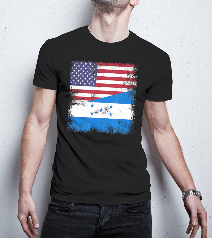 Half Honduran Half American Flag Vintage Hon T-Shirt