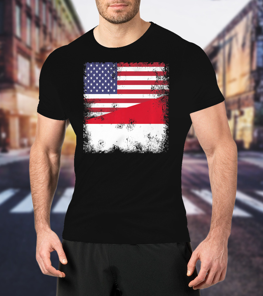 Half Indonesian Half American Flag Vintage Indo USA Fusion T-Shirt