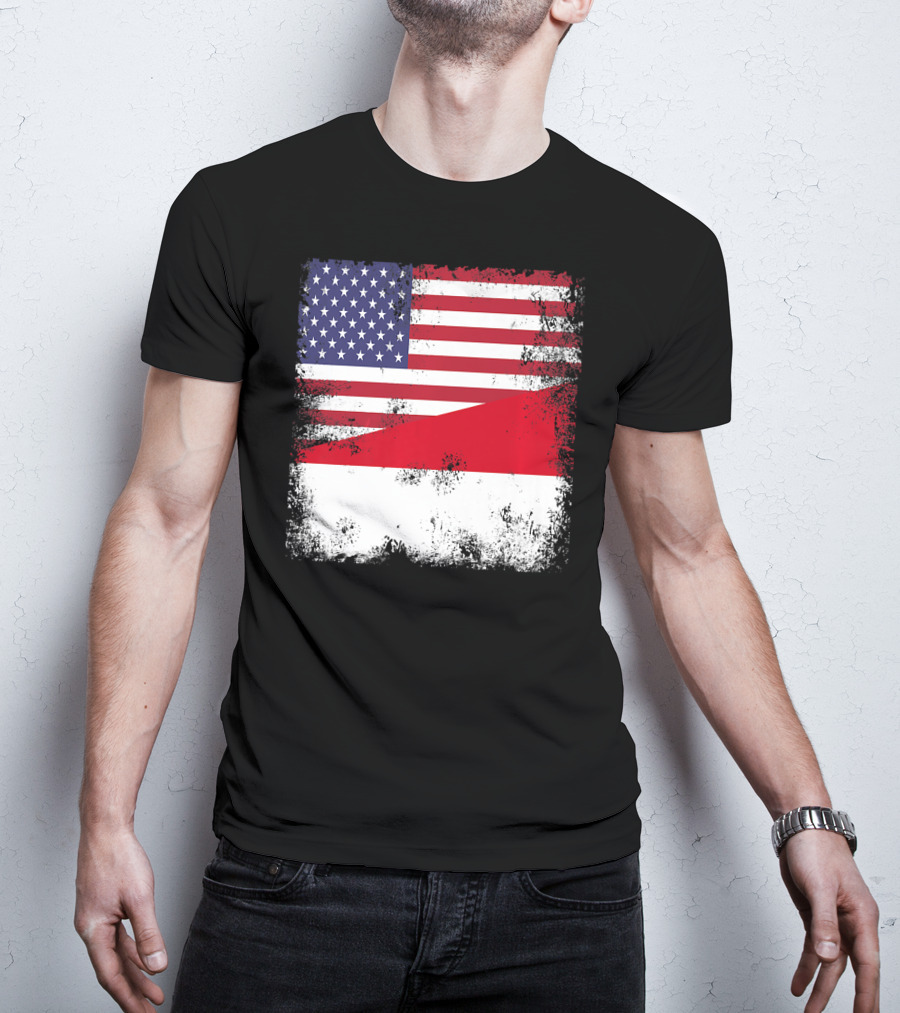 Half Indonesian Half American Flag Vintage Indo USA Fusion T-Shirt