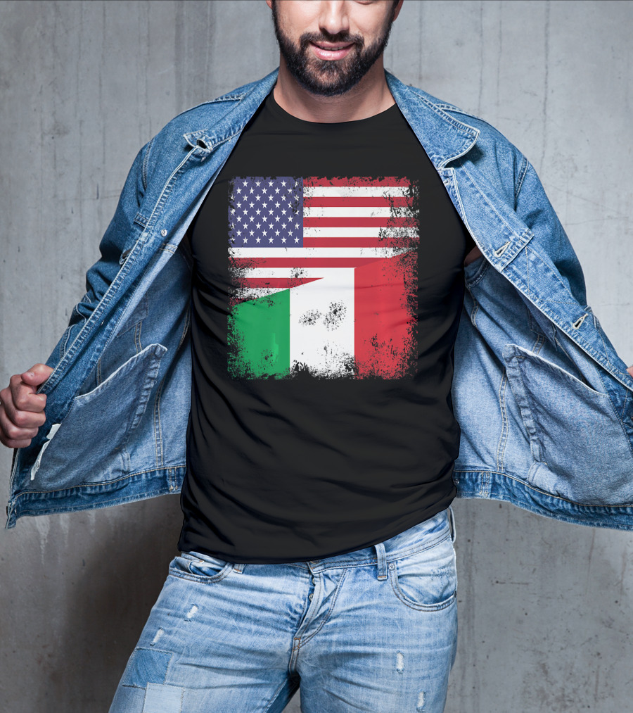 Half Italian Flag Vintage Italy U.S. American Grunge T-Shirt