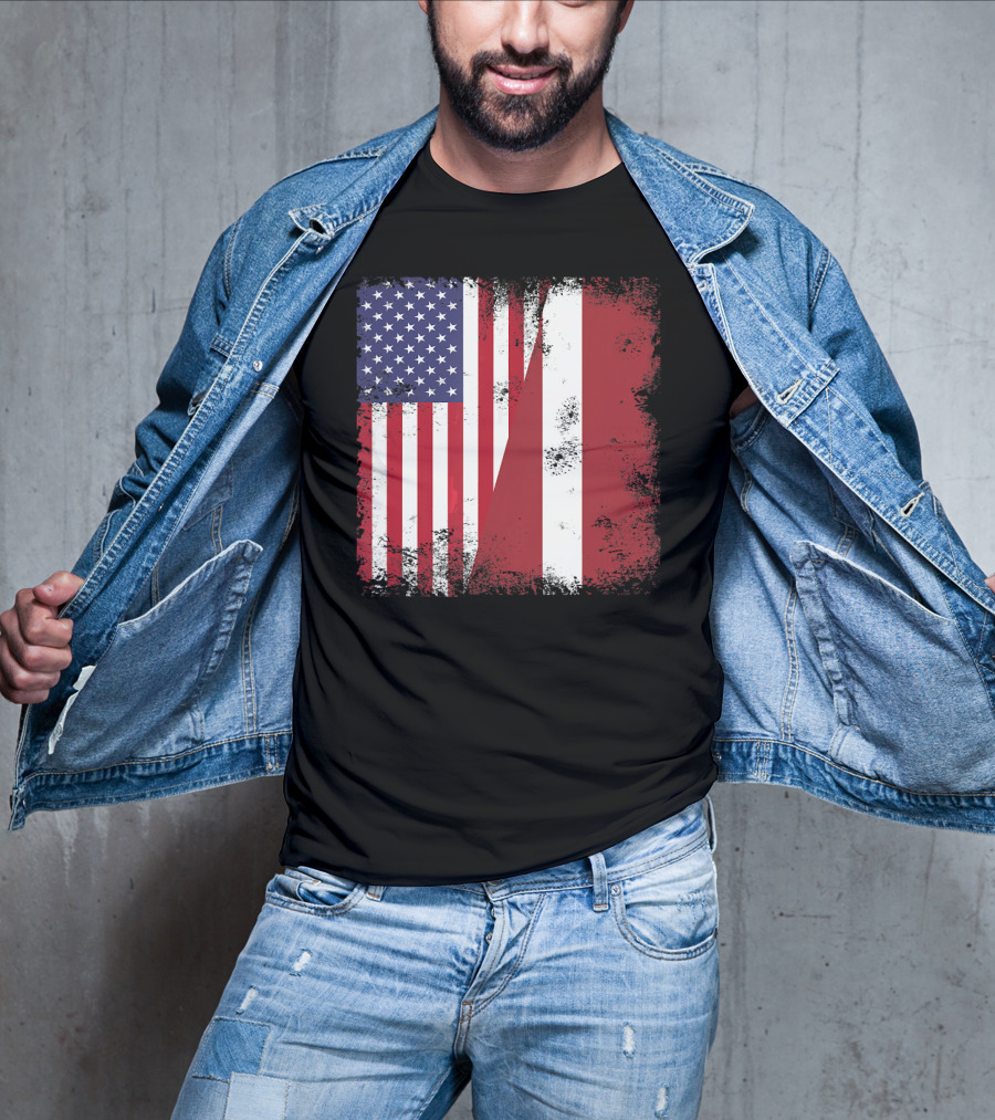 Half Latvian Half American Flag Vintage Latvia U T-Shirt