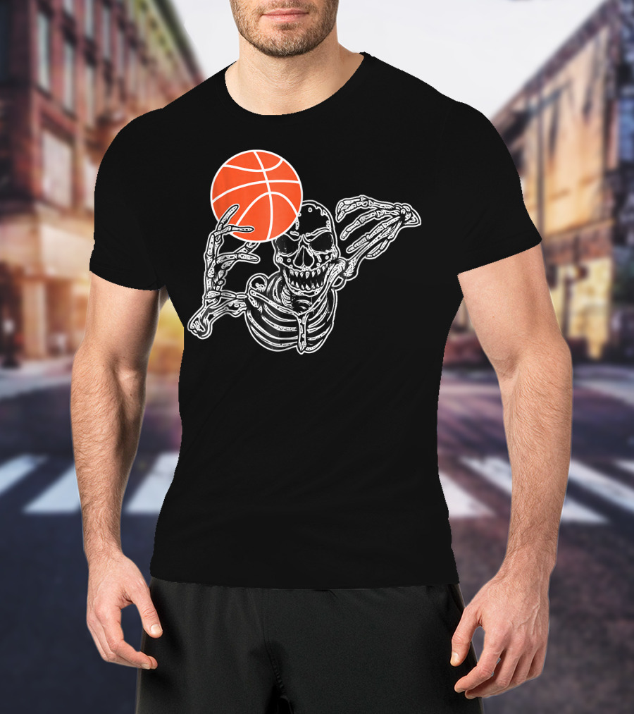 Halloween Skeleton Basketball Player Skul Dunking Spooky Slam T-Shirt