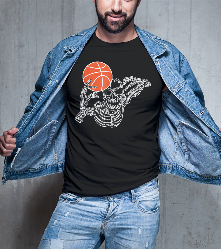 Halloween Skeleton Basketball Player Skul Dunking Spooky Slam T-Shirt