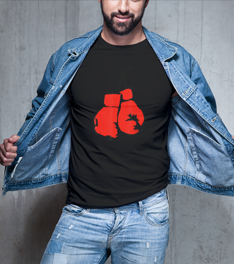 Hanging Red Boxing Gloves With Rooster T-Shirt