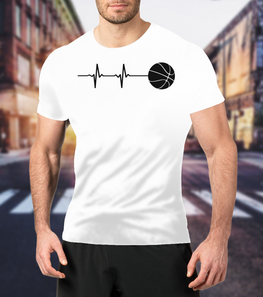 Heartbeat Basketball Player Pulse Path T-Shirt