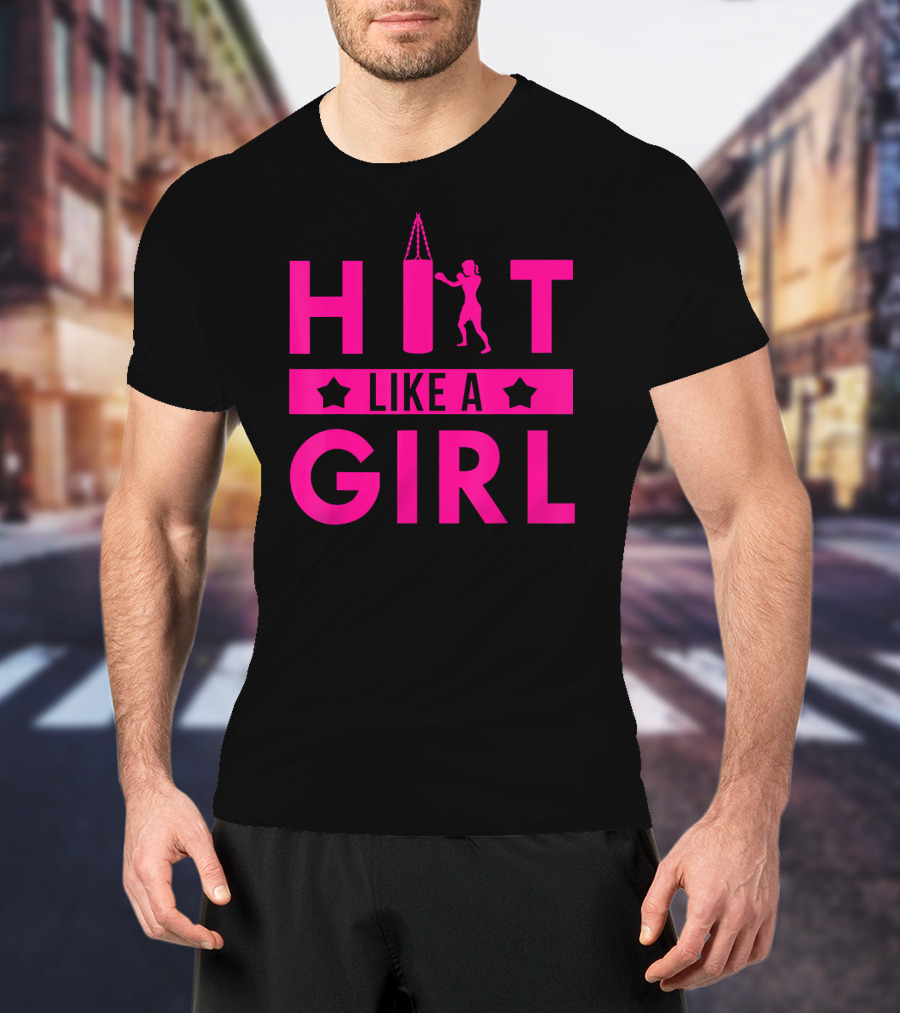 Hit Like A Girl Boxing Punching Bag Boxer T-Shirt