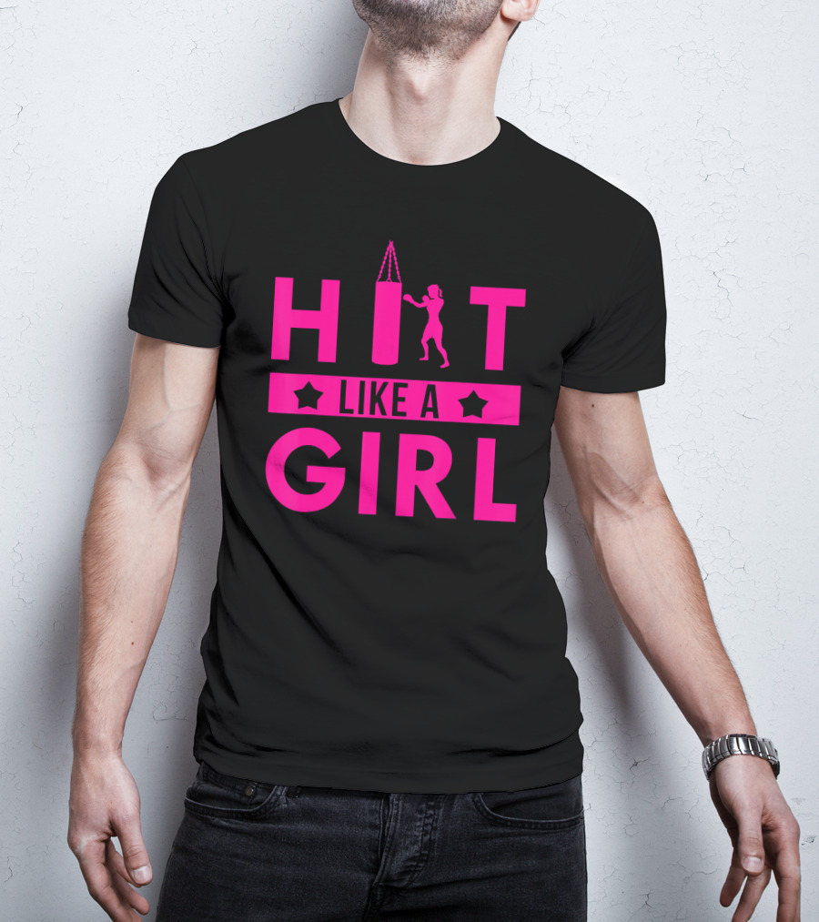 Hit Like A Girl Boxing Punching Bag Boxer T-Shirt