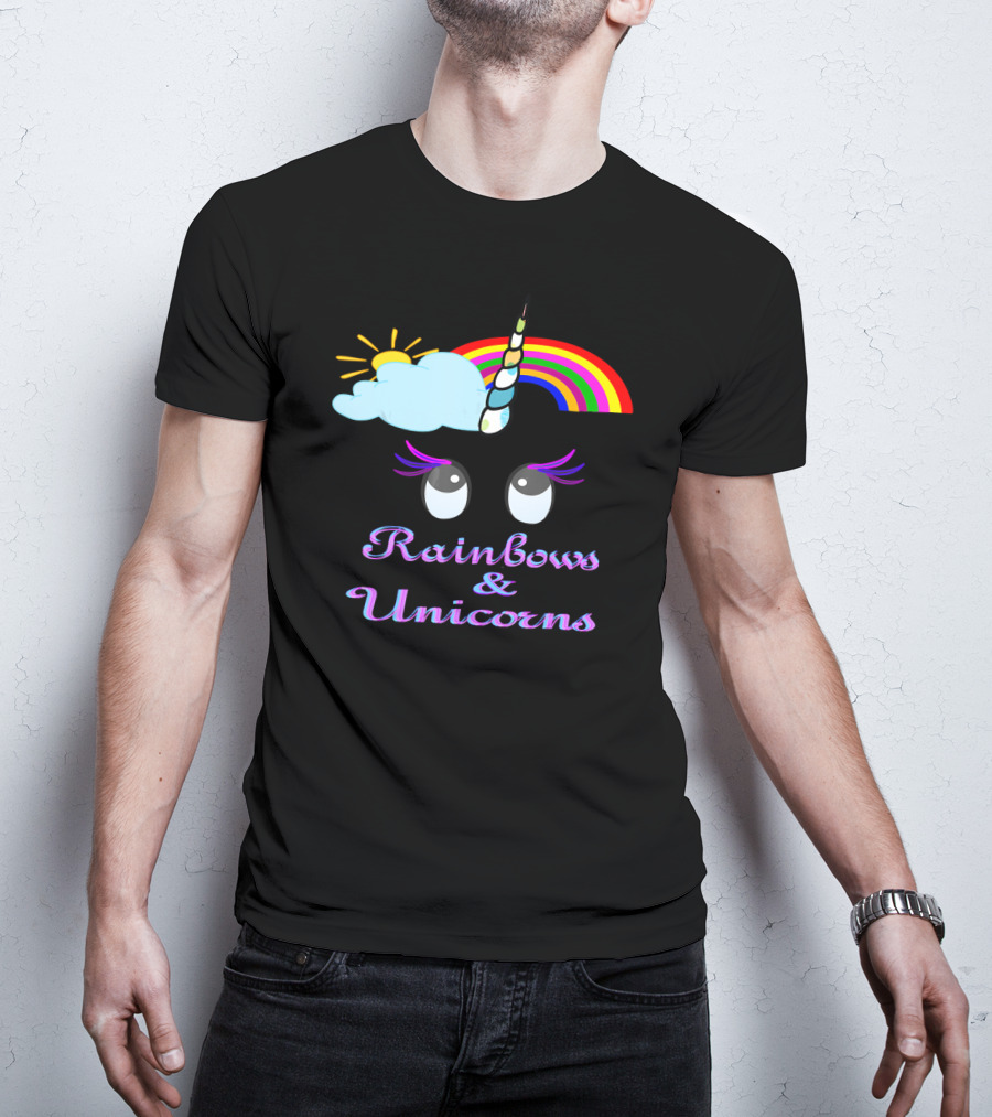 Rainbows And Unicorns Clouds And Sun Dreamy Eyes T-Shirt
