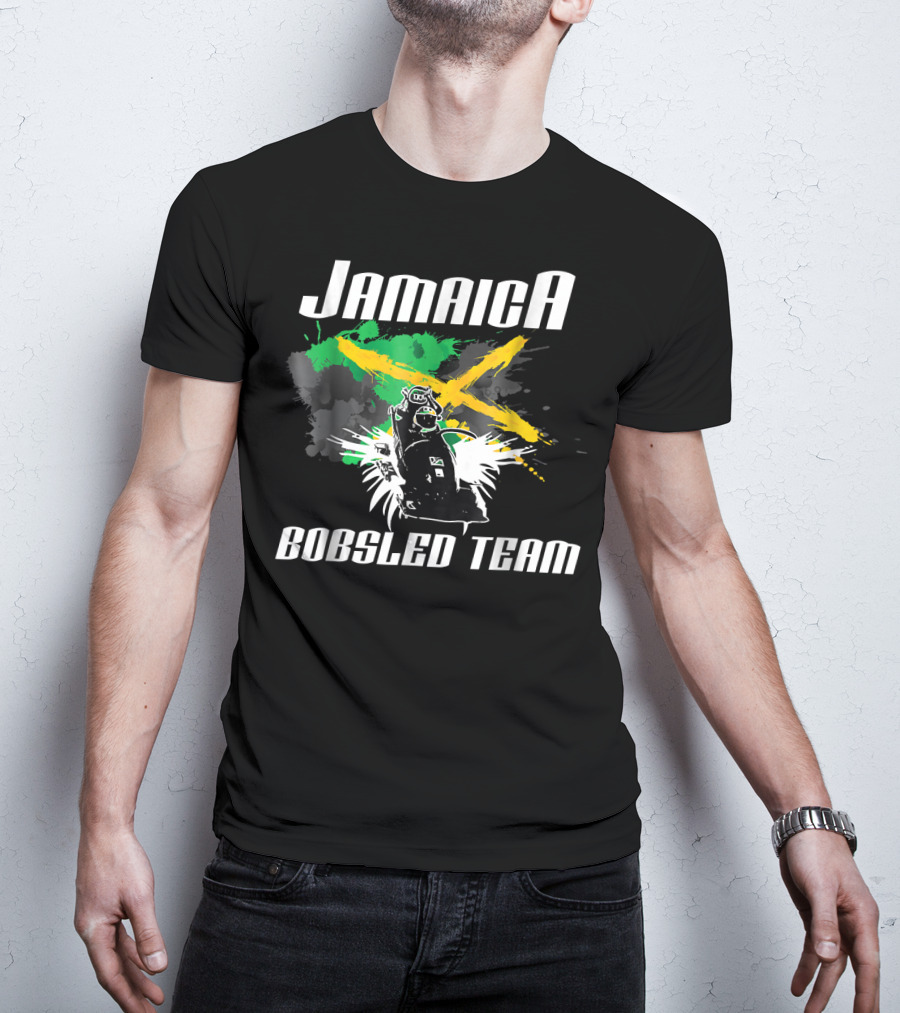 Jamaica Bobsled Team With Jamaican Flag Elements T-Shirt