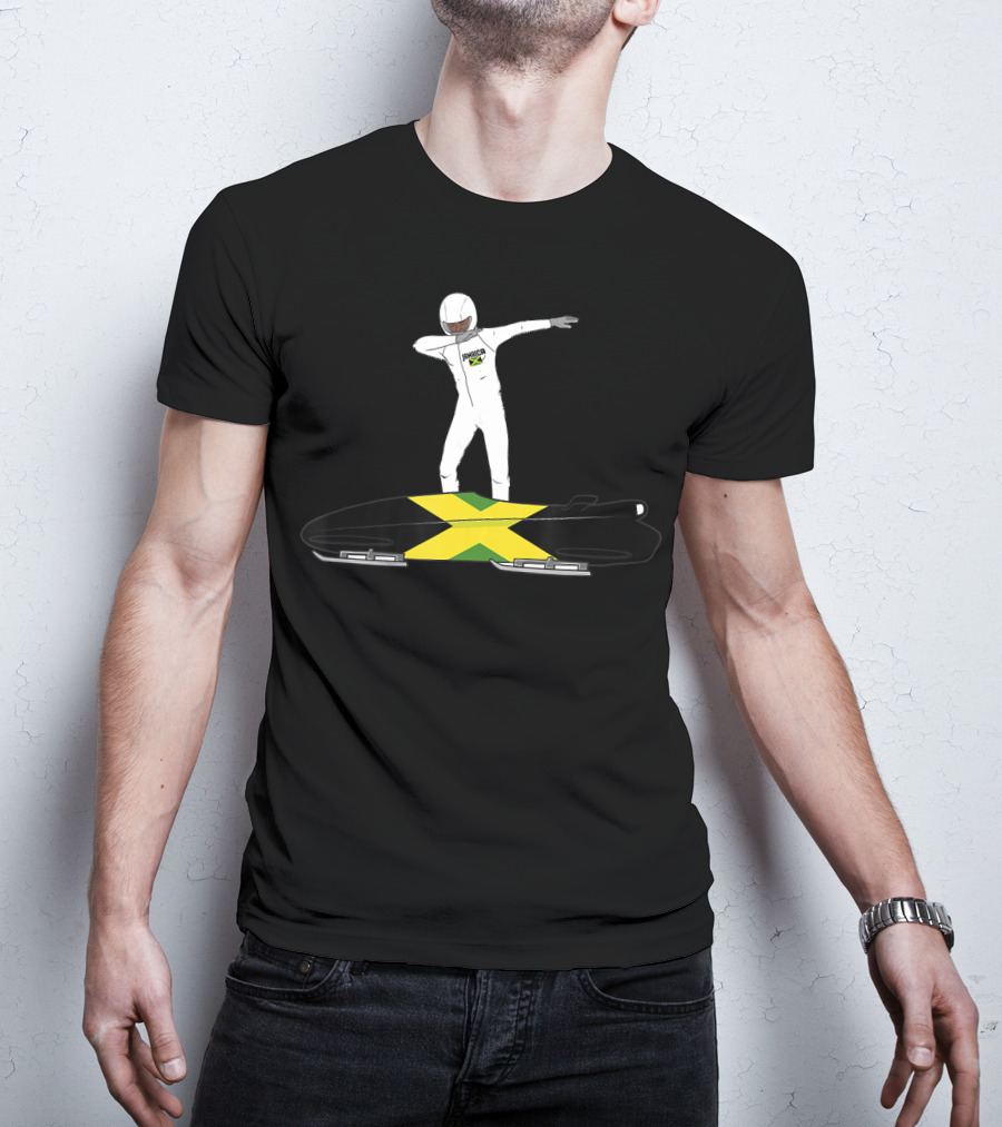 Jamaica Dabbing Bobsledding Bobsled Team Jamaica Flag T-Shirt
