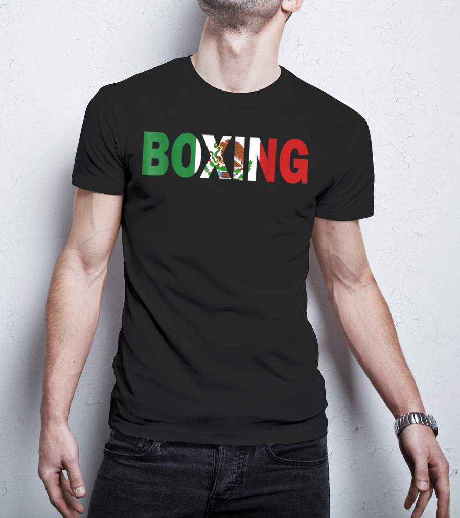 Boxing Mexican Flag Eagle Emblem T-Shirt