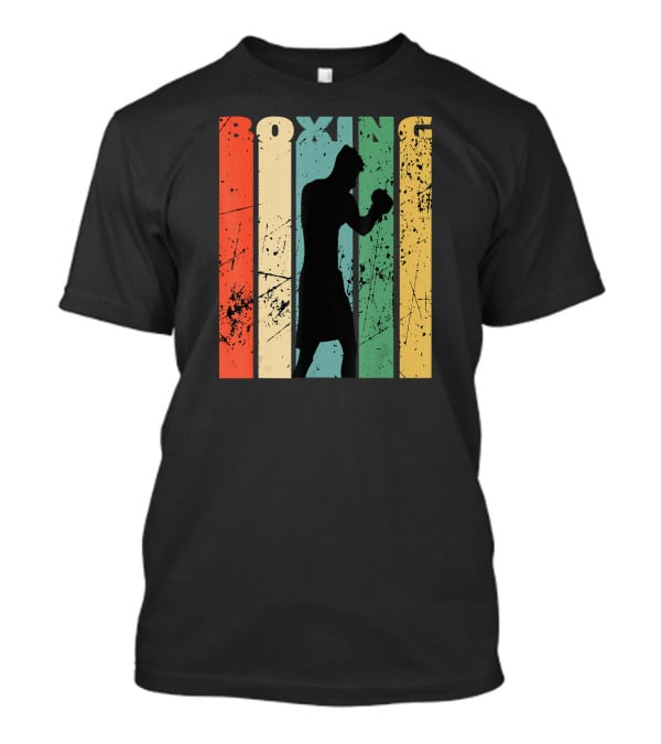Boxing Vintage Distressed Silhouette Retro Stripes T-Shirt