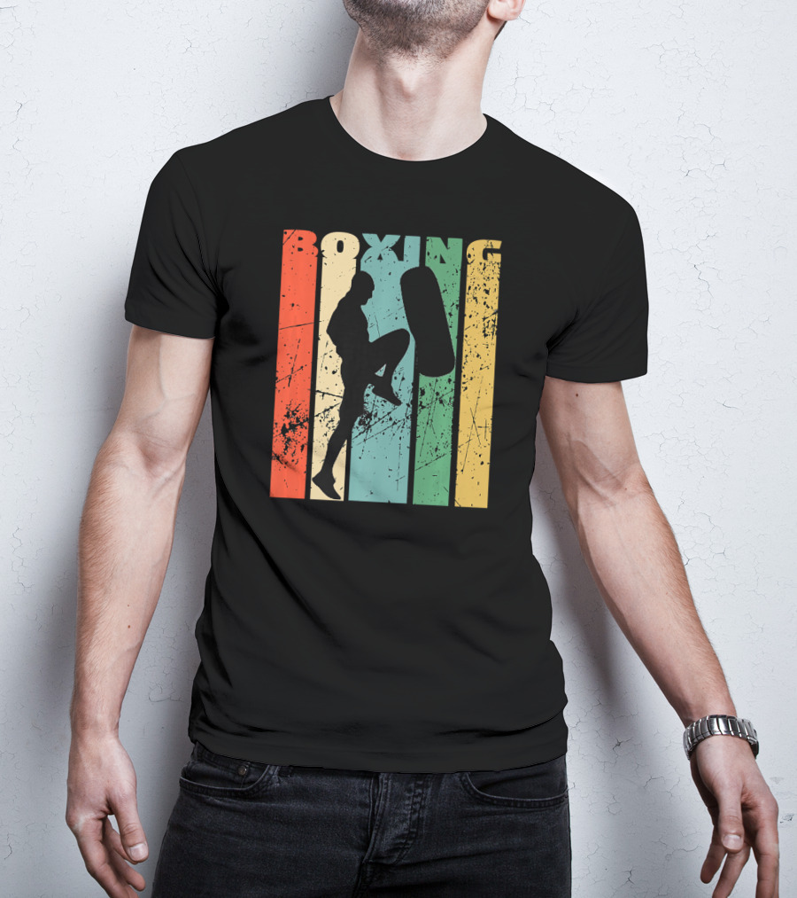 Boxing Vintage Distressed Silhouette Training With Punching Bag T-Shirt