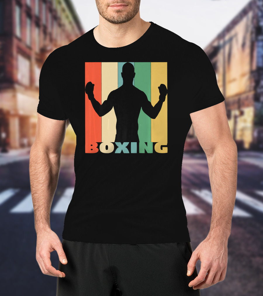 Boxing Vintage Style Silhouette On T-Shirt
