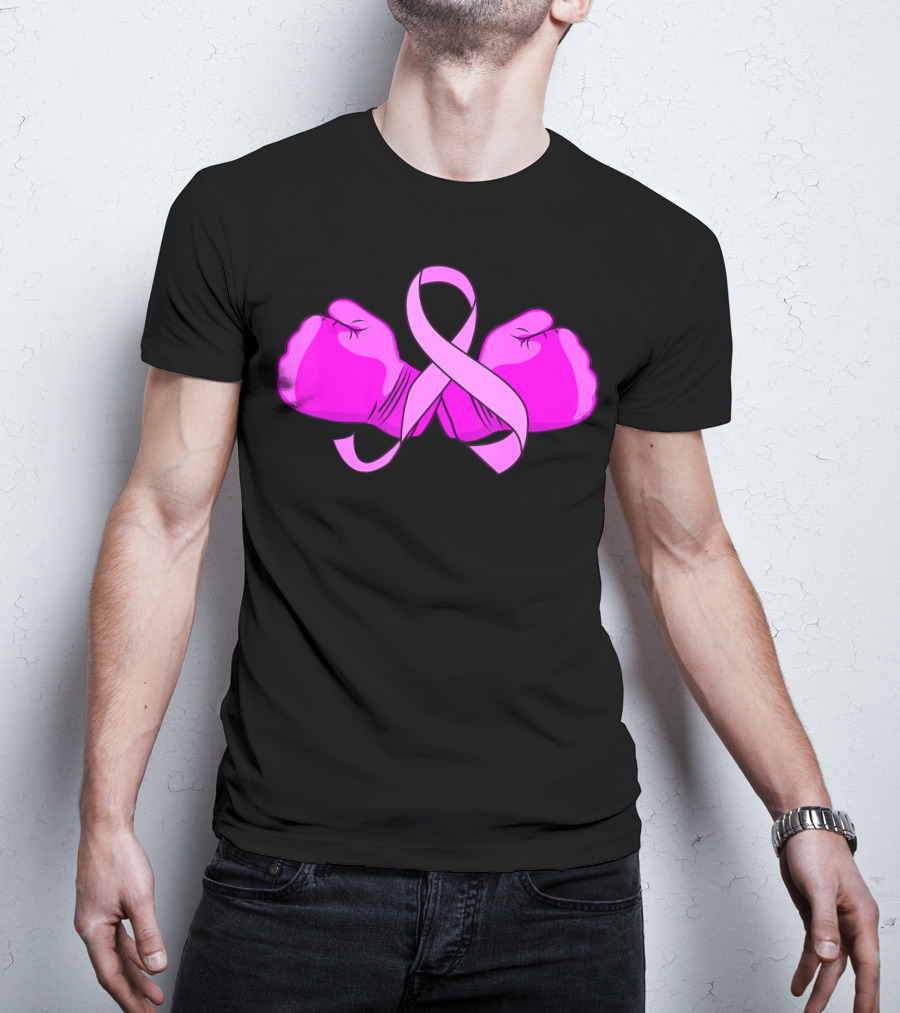 Breast Cancer Awareness Pink Ribbon Boxing Glove Fighter T-Shirt