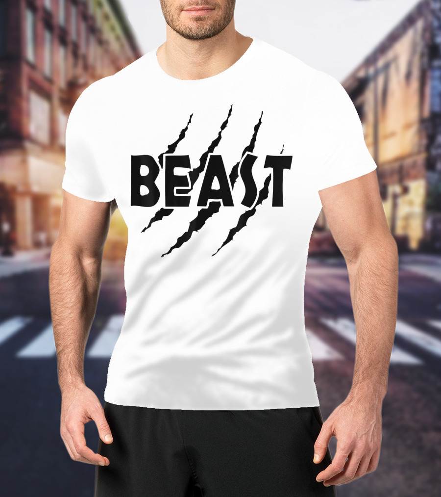 C523 BEAST Gym Workout Fitness MMA Scratch Marks T-Shirt