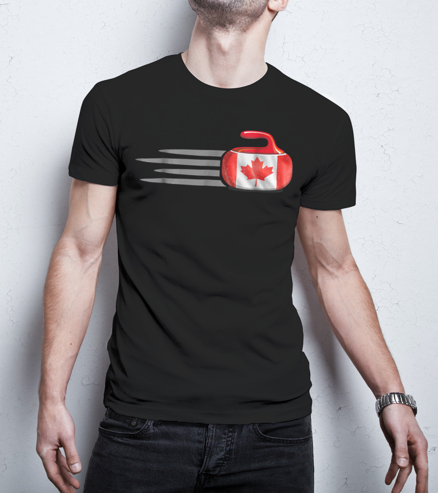 Canadian Flag Curling Stone With Maple Leaf T-Shirt