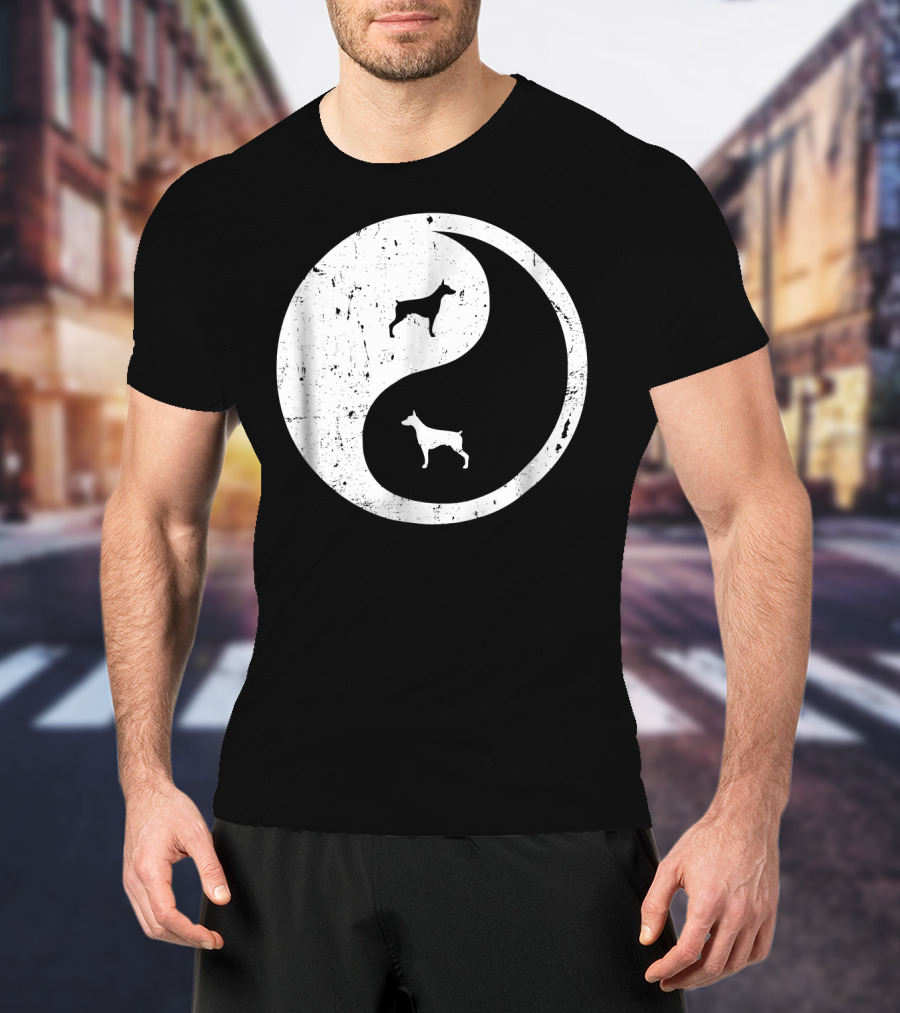 Doberman Pinscher Yin Yang Symbol With Doberman T-Shirt
