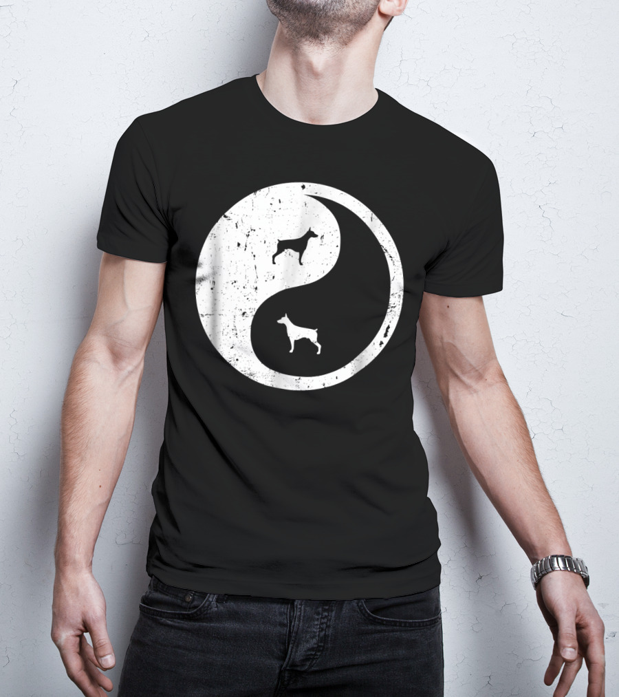 Doberman Pinscher Yin Yang Symbol With Doberman T-Shirt