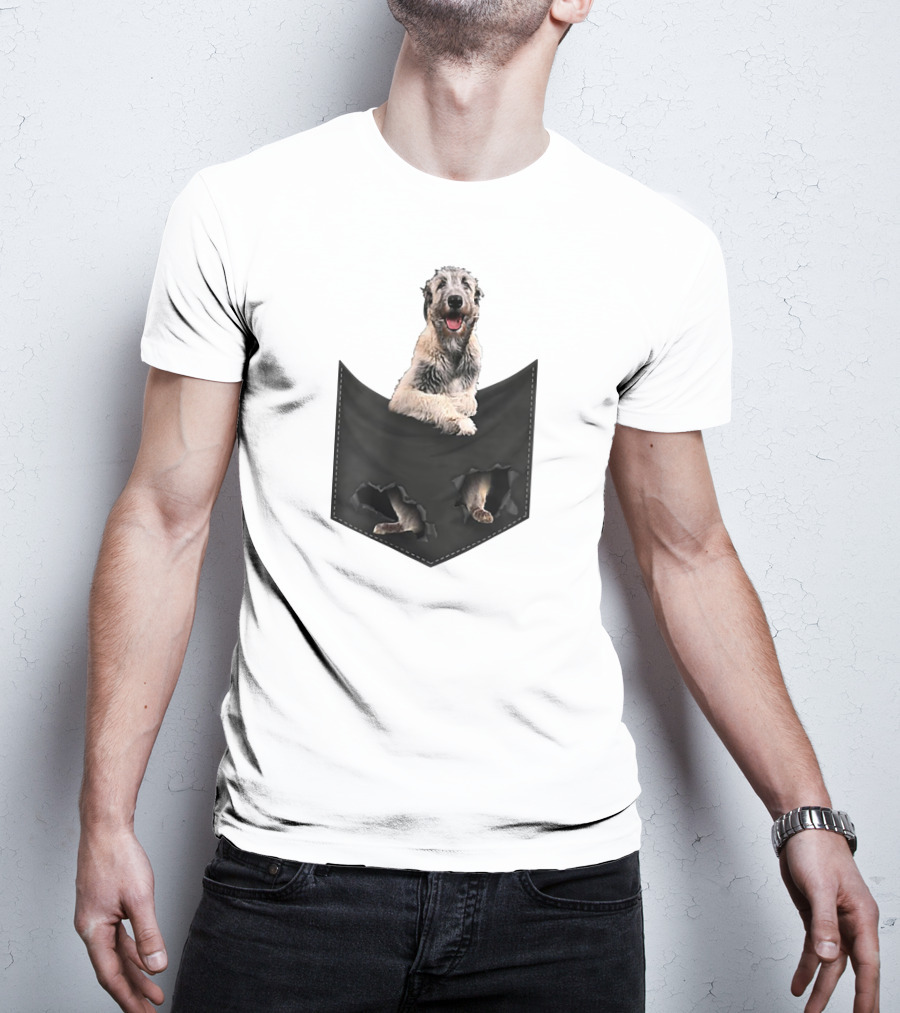 Irish Wolfhound Dog Poking Out Of Pocket With Paws T-Shirt