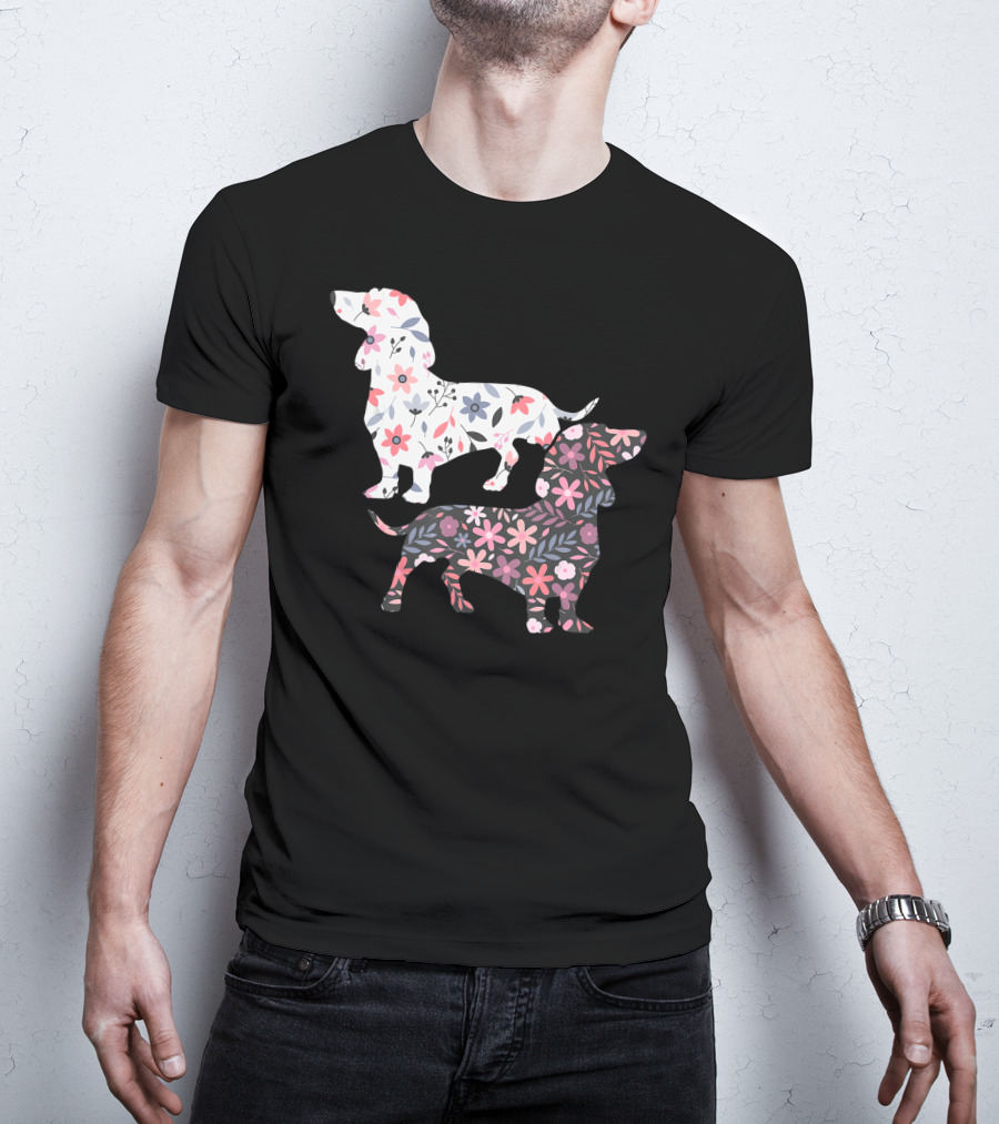 Dog Owner Idea Dogs Pet Animals Dachshund Floral T-Shirt