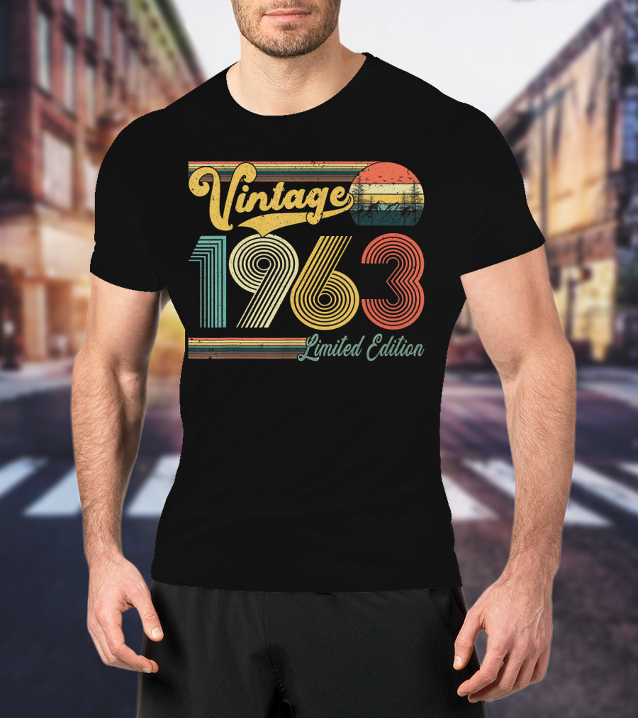 Vintage 1963 Retro Sunset Stripe T-Shirt