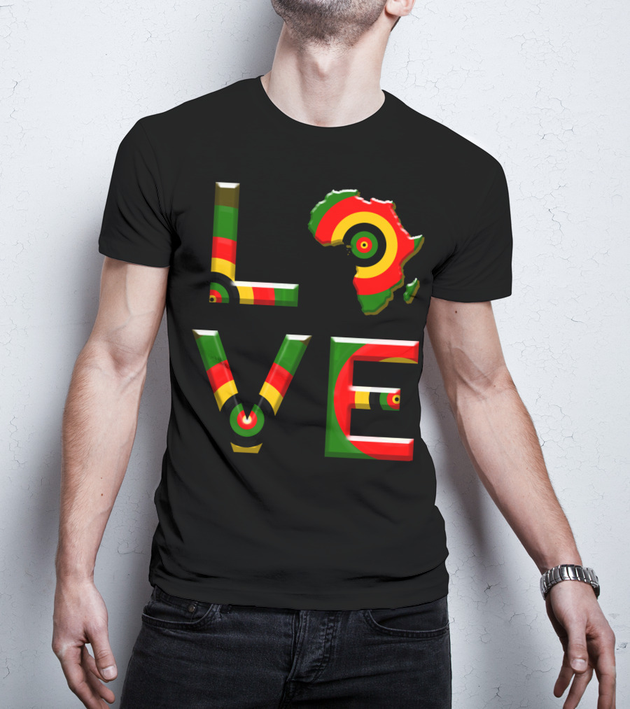 Africa Love African Ameri Colors Map T-Shirt
