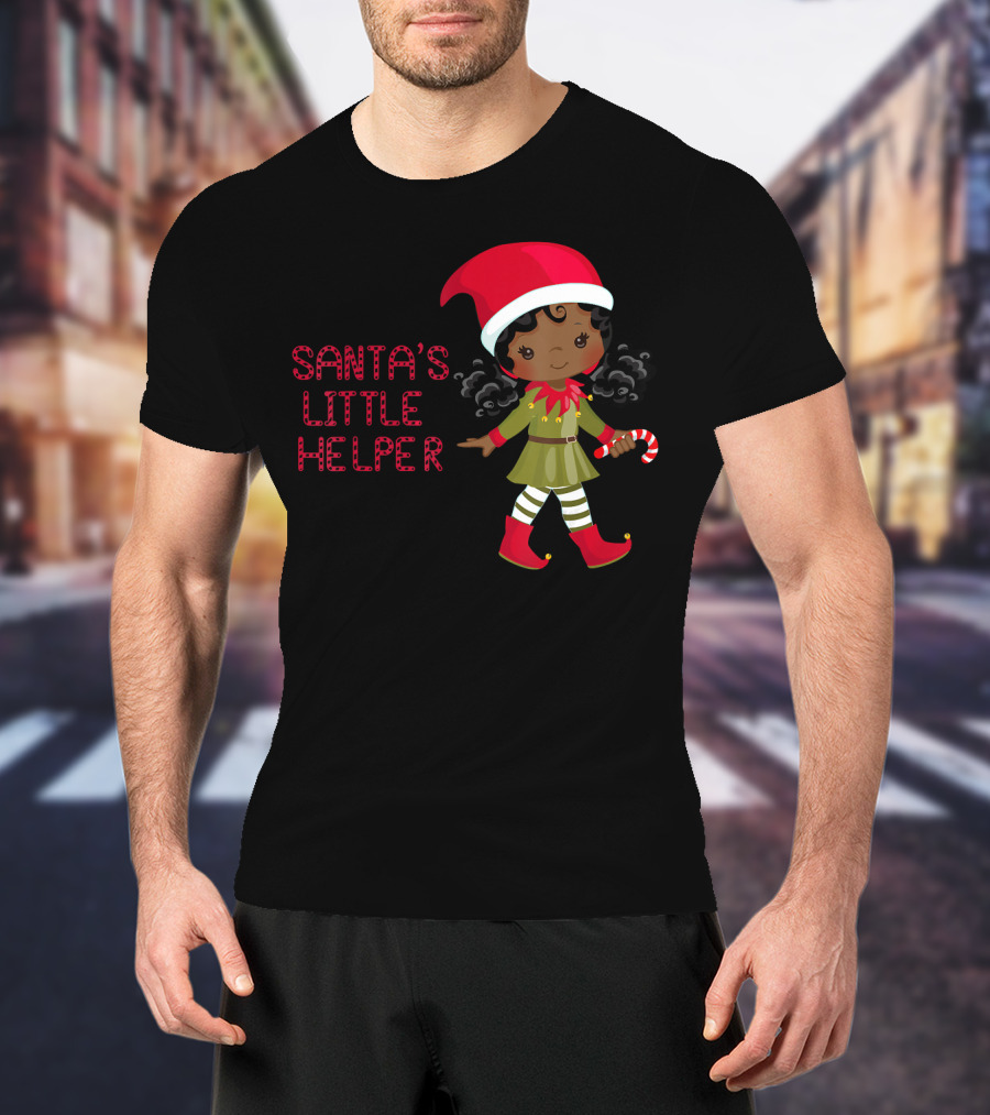 African American Girl Santa's Little Helper T-Shirt
