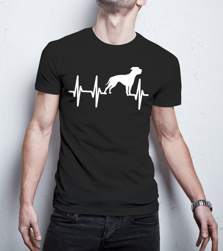 American Bulldog Heartbeat Line Dog T-Shirt
