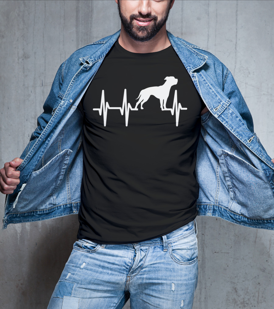 American Bulldog Heartbeat Line Dog T-Shirt