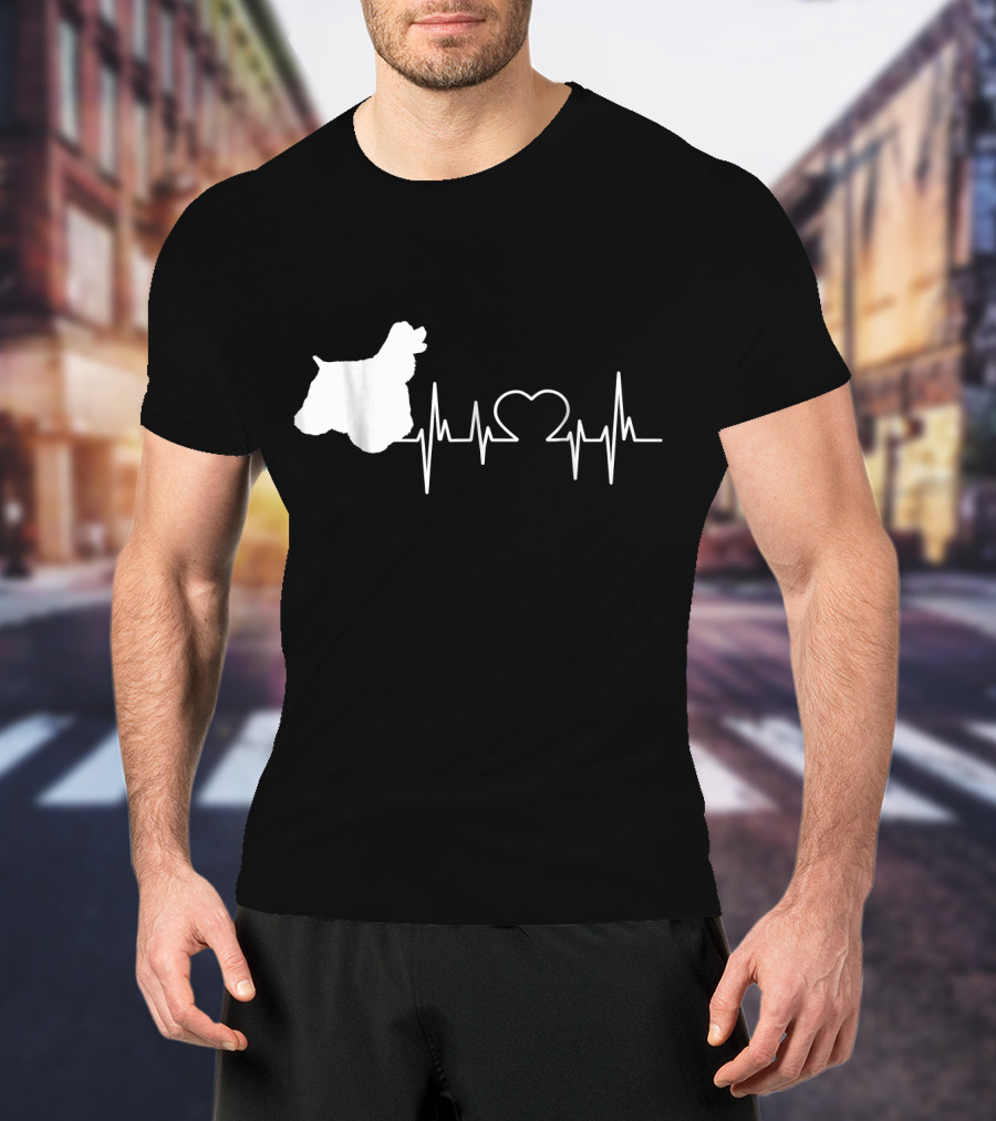 American Cocker Spaniel Dad Heartbeat Love T-Shirt