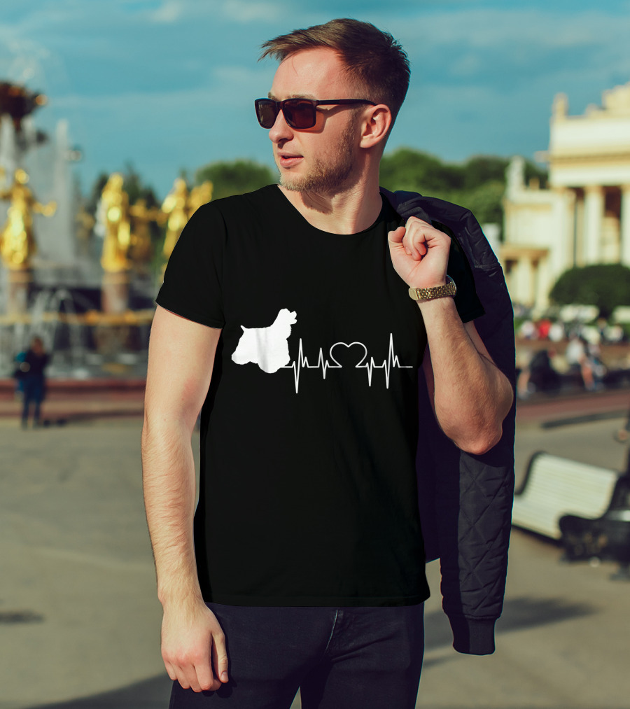 American Cocker Spaniel Dad Heartbeat Love T-Shirt