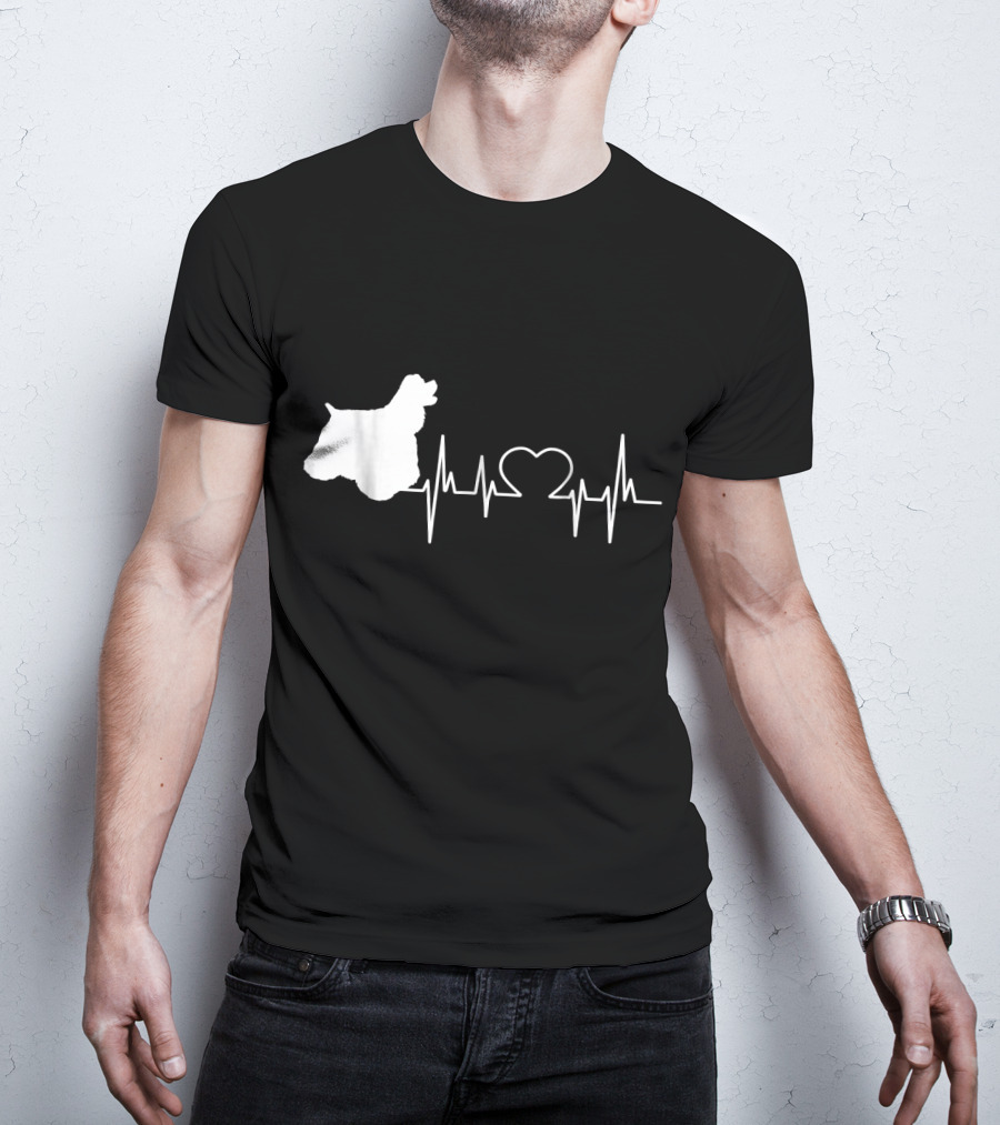 American Cocker Spaniel Dad Heartbeat Love T-Shirt