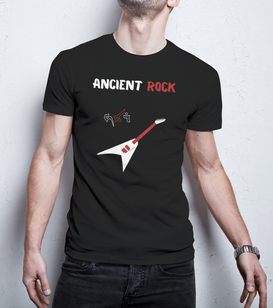 Ancient Rock Guitar White Red Heavy Metal T-Shirt