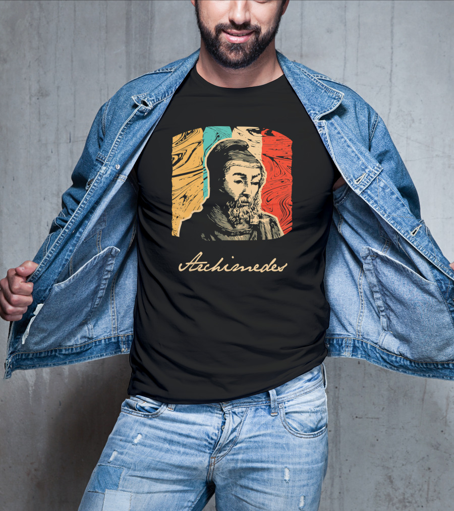 Archimedes Portrait With Colorful Abstract Background T-Shirt