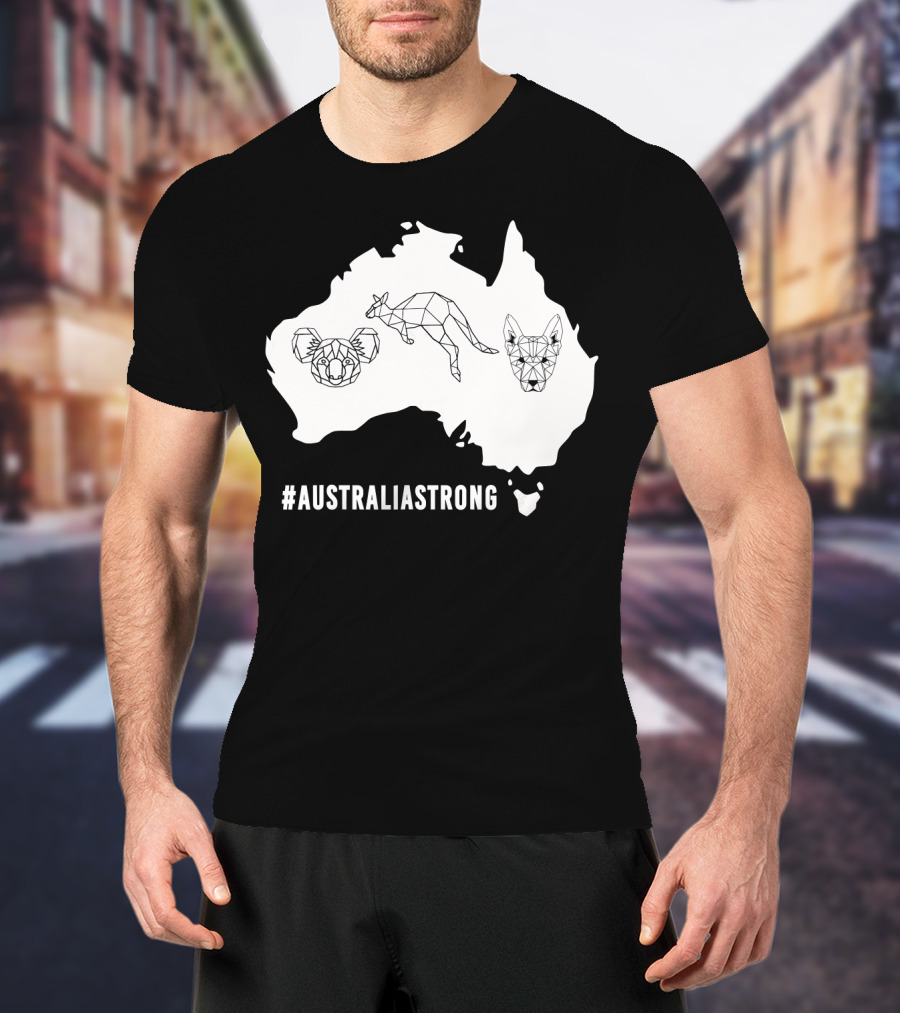 AustraliaStrong Koala Kangaroo Dingo Geometric Map T-Shirt