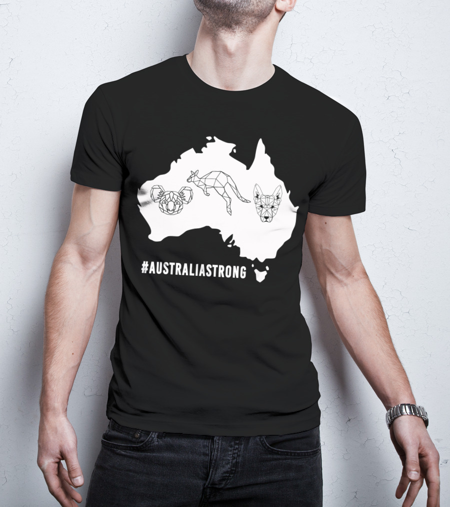 AustraliaStrong Koala Kangaroo Dingo Geometric Map T-Shirt