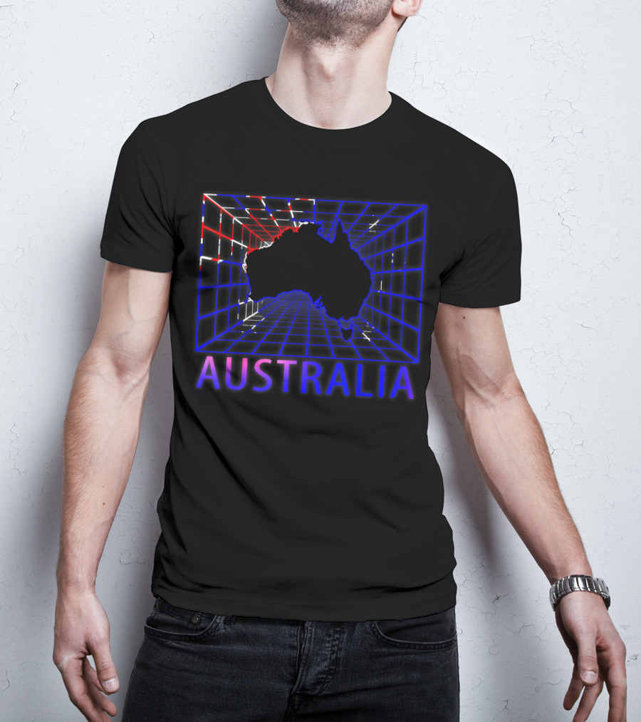 Australia Map Retro Grid T-Shirt