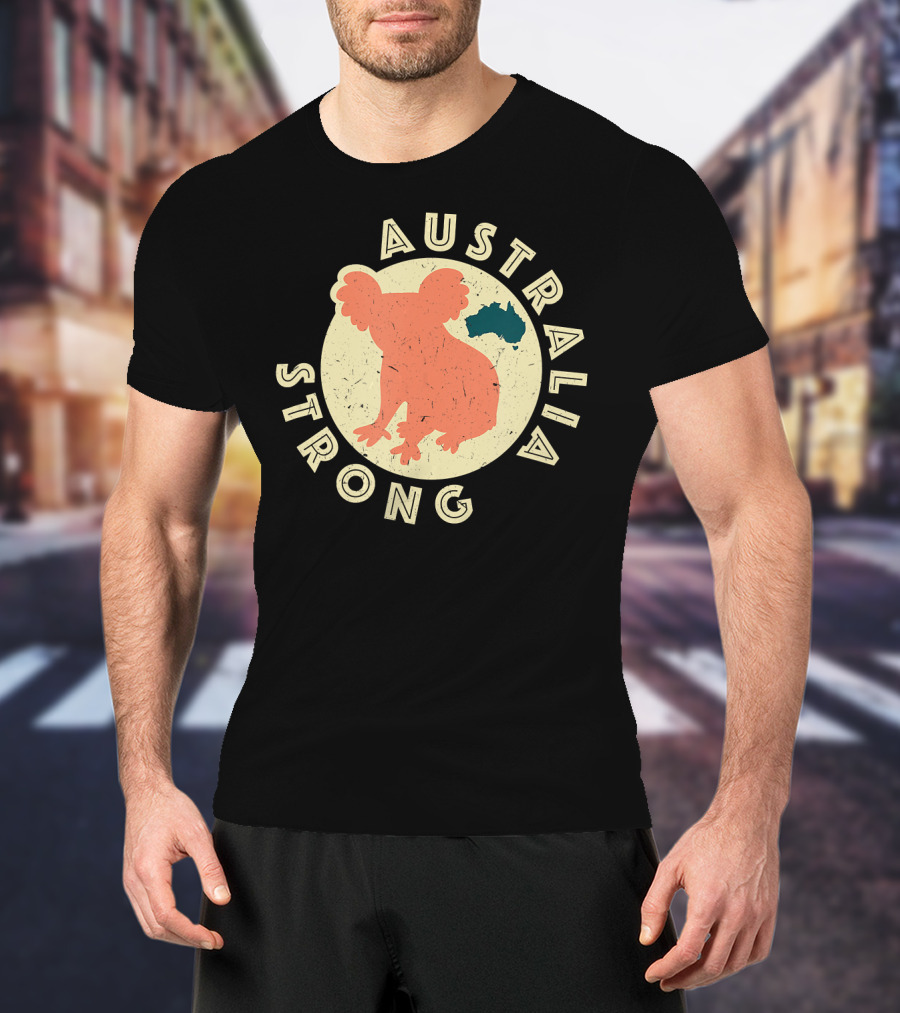 Australia Strong Koala Silhouette With Map T-Shirt